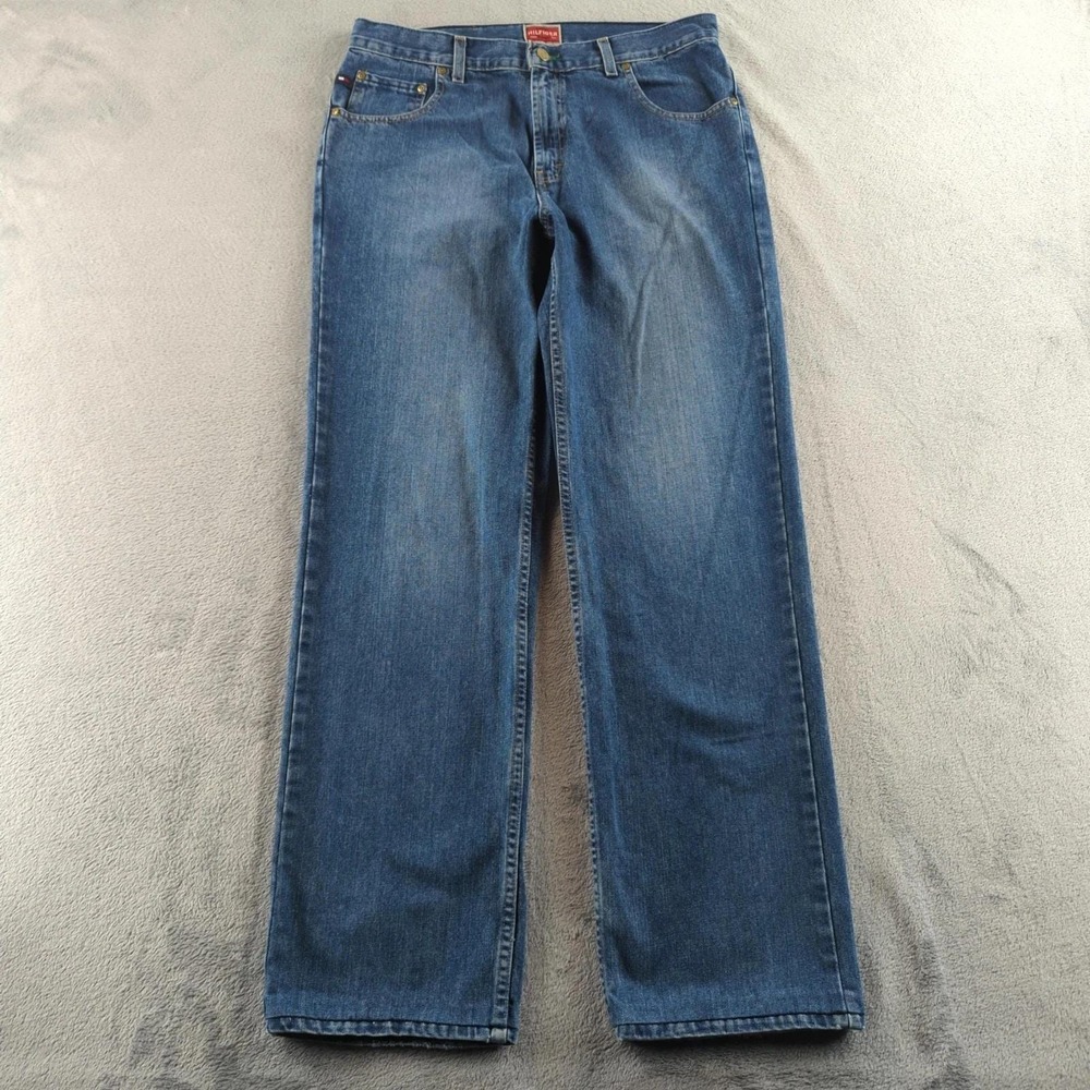 Vintage 90s Tommy Hilfiger Jeans‎ 34 (Fits 32x33) Blue Red Label Wide Grunge Y2K
